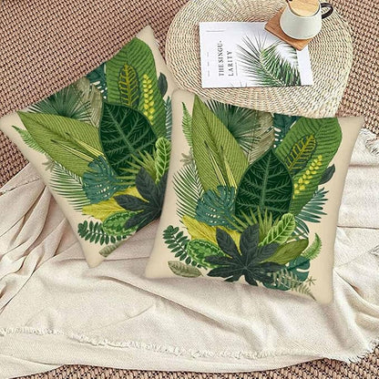 Tropical Leaves Palm 18x18 Throw Pillow Covers Set of 2 Green Tree Banana Leaf - Image 3