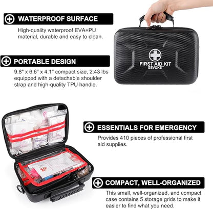 Gevoke 410 Piece Waterproof Hard Shell First Aid Kit - Image 3