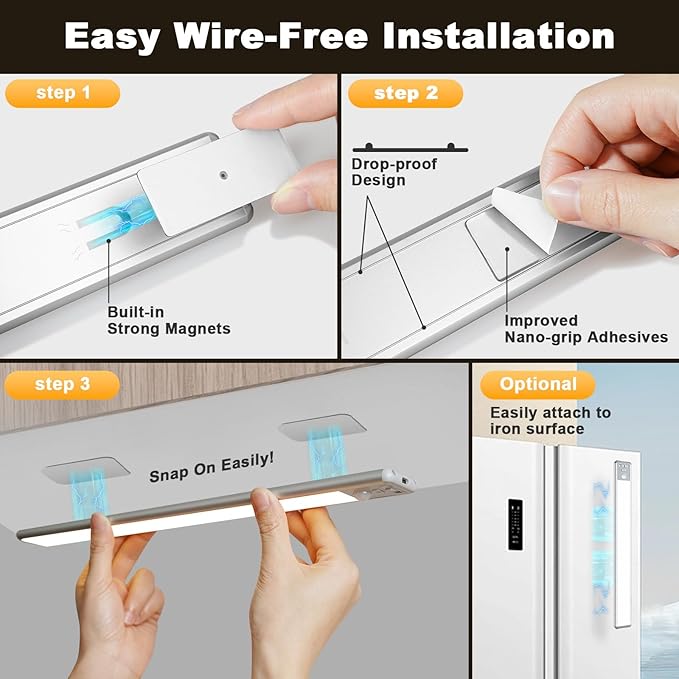 Reoshine 126 LED Under Cabinet Lighting Wireless, 2500mAh Rechargeable Closet - Image 5