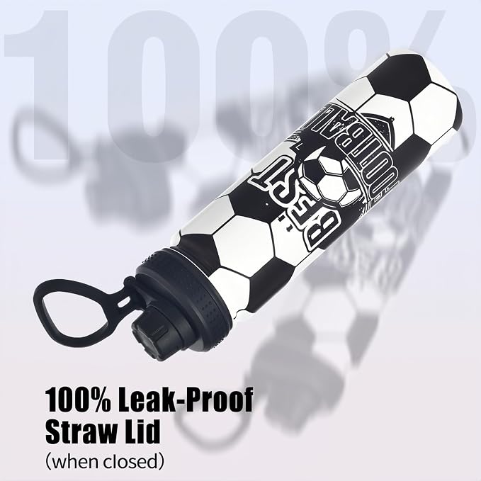 Soccer Water Bottle, 24 oz Insulated Stainless Steel Sports Bottle - Image 3