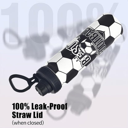 Soccer Water Bottle, 24 oz Insulated Stainless Steel Sports Bottle - Image 3