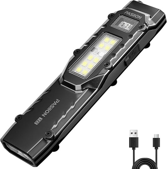 EDC Tactical Flashlight, Flat Flashlights Rechargeable, Dual-Switches LED Small by flashlight
