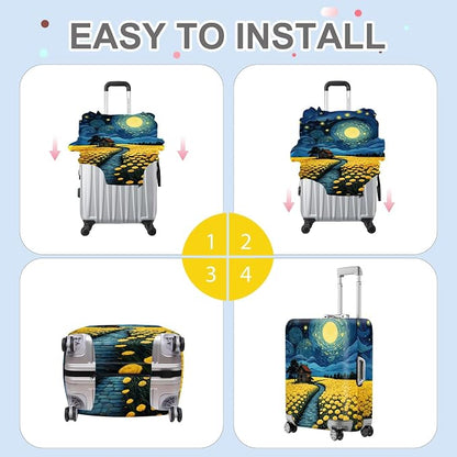 ANNA QUEEN Moonlit Field Luggage Cover, Dreamy Night Landscape Suitcase - Image 5