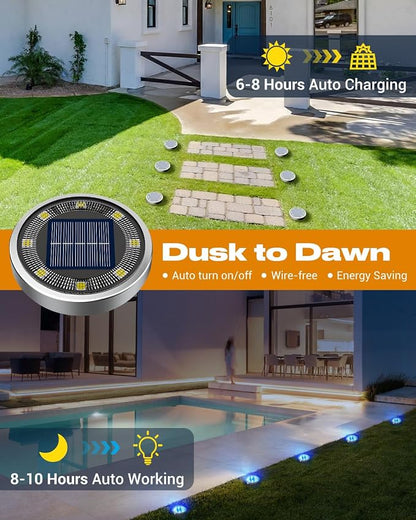 btfarm 4 Pack Solar Lights Outdoor, 8 LED Solar Ground Lights IP65 Waterproof - Image 2