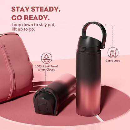 POWCAN 24 oz Stainless Steel Water Bottle: 2-in-1 Push-Button Spout & - Image 4