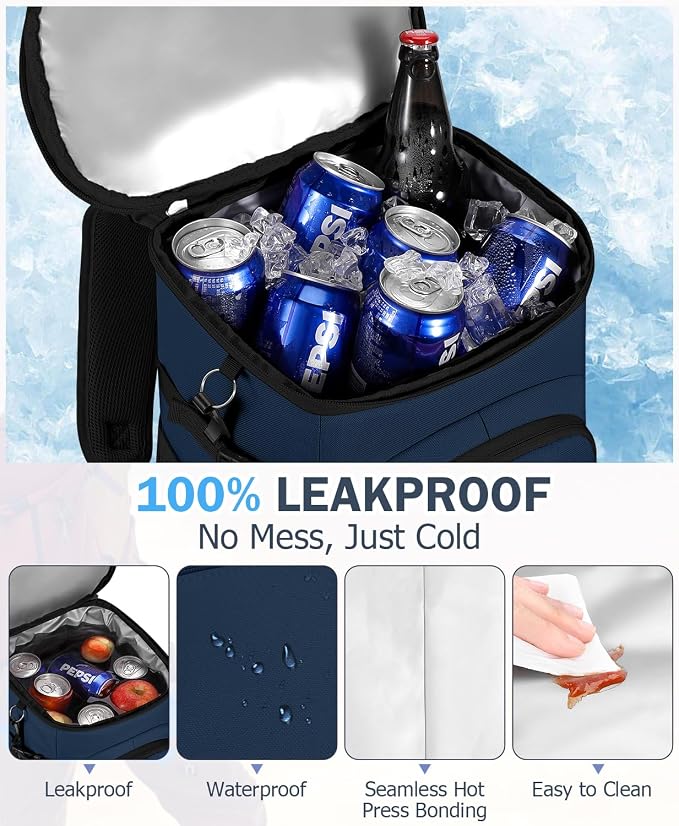 Cooler Backpack, 22L Waterproof Soft Backpack Coolers Leak Proof Beach Backpack - Image 2