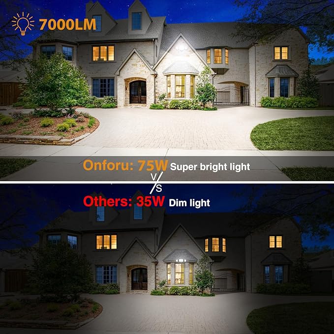 Onforu 3 Packs 75W LED Security Light, 7000LM Outdoor Flood Lights Fixture - Image 4