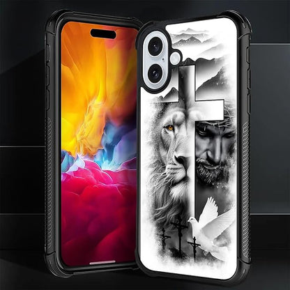 for iPhone 16 Case, Lion Cross Jesus Christ Dove Pattern Graphic Design Girl - Image 7