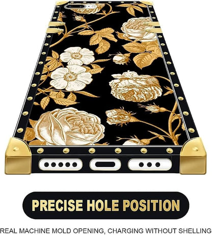 Compatible with iPhone 8 7 SE Case, Blooming Rose Golden Flower Luxury Golden - Image 5