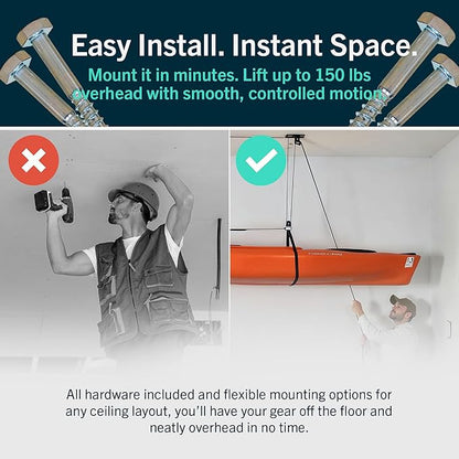 StoreYourBoard Kayak and Canoe Ceiling Hoist – Overhead Garage Storage Rack - Image 4