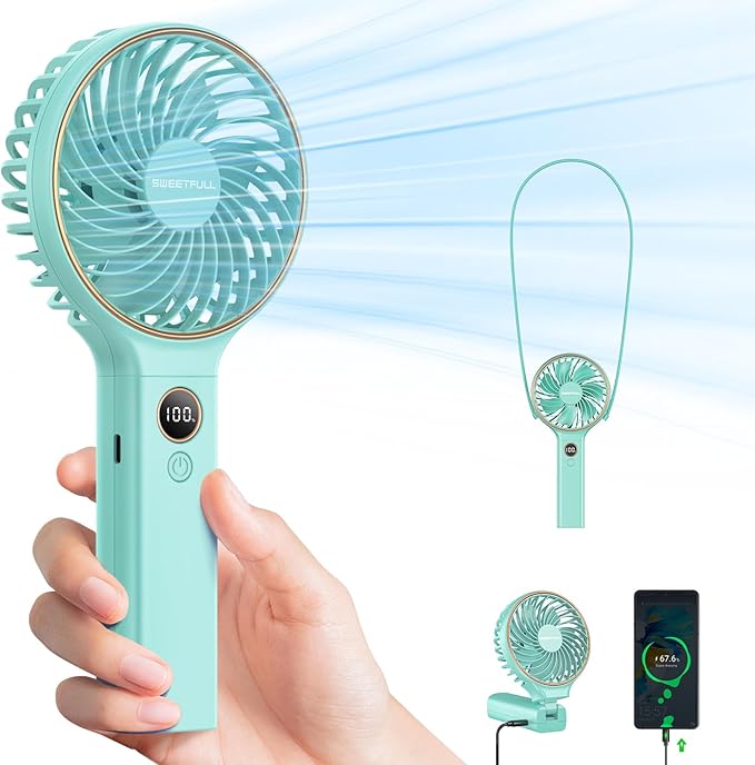 SWEETFULL Handheld Fan, Portable Fan, 5000mAh Rechargeable Battery, 6 Speed Wind by SweetFull%C2%AE