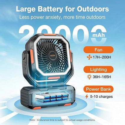 OGERY Camping Fan, Portable Fan Rechargeable - Image 3