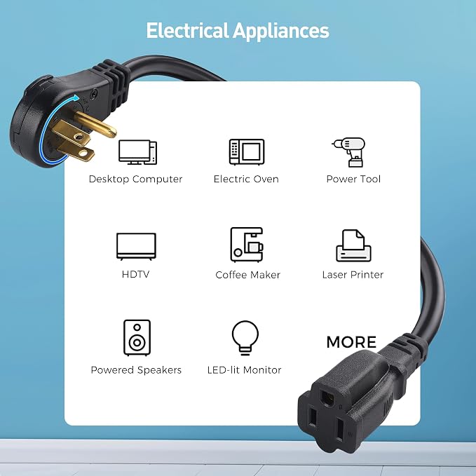 Cable Matters 2-Pack 16 AWG 360° Rotating Flat Plug Extension Cord - 3ft - Image 6