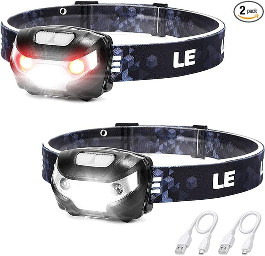 Lighting EVER LED Headlamp Rechargeable 2 Packs by LightingEVER