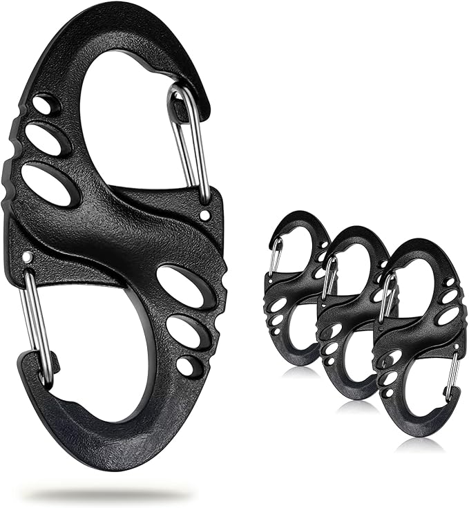 12 Pack 2" Carabiner Clip Plastic S Carabiner Clips Paracord Keychain Hooks by CooBigo