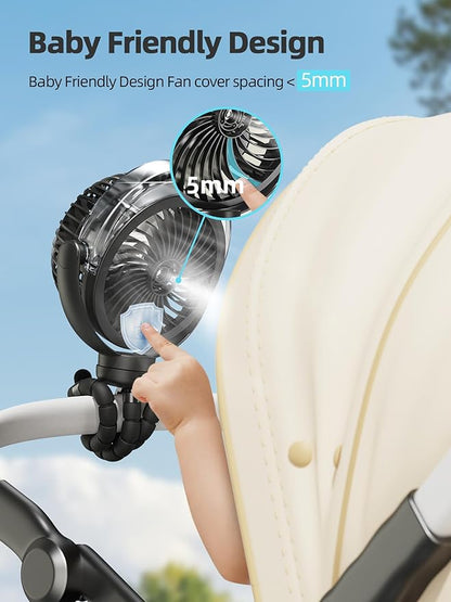 Misting Stroller Fan, 6000mAh Battery Operated Portable Fan - Image 6