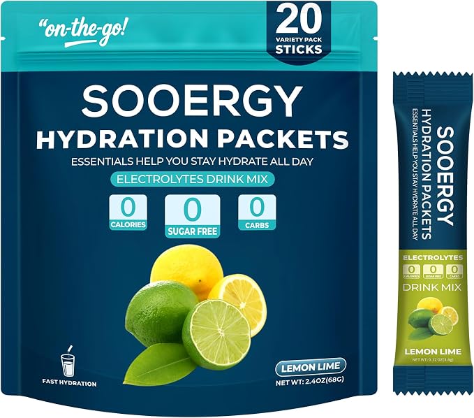 Electrolytes Powder Packets Sugar Free Hydration Packets, Liquid Daily IV by Sooergy