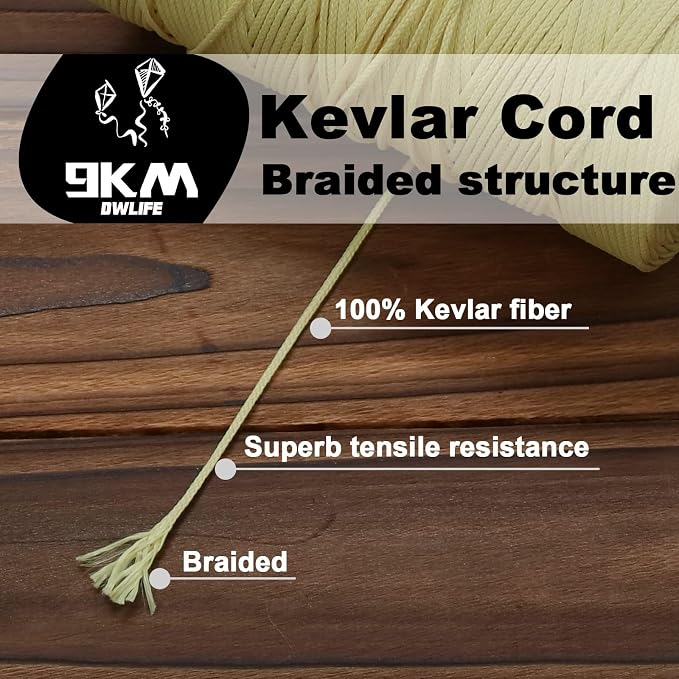 9KM DWLIFE Braided Kevlar Cord, 100lb~2000lb, High Tensile Strength, Flame - Image 3