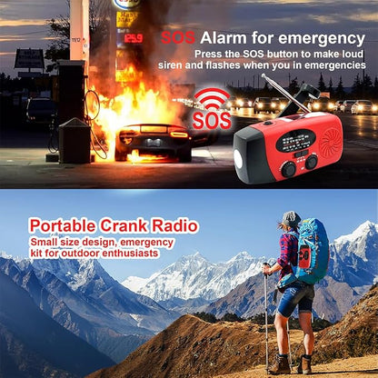 Emergency Hand Crank Radio, 2000mAh/7400mWh NOAA Weather Radio Battery Operated - Image 6