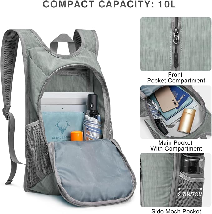 G4Free 10L Hiking Backpack Small Travel Hiking Daypack Lightweight Packable - Image 3