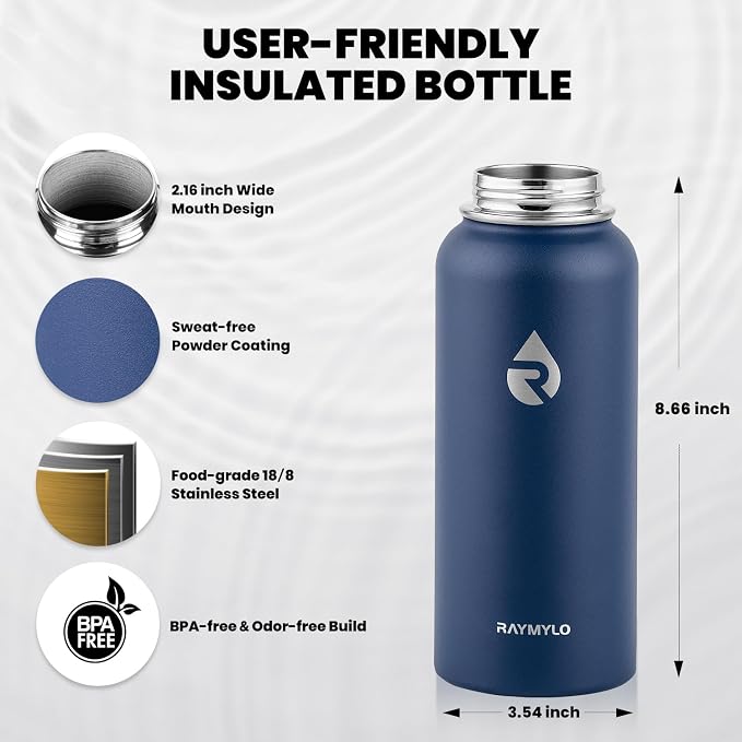 RAYMYLO Insulated Water Bottle 32 oz, Triple Wall Vacuum Stainless Steel - Image 5