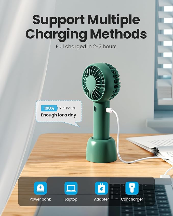 Gaiatop Mini Portable Fan, Cute Design, Rechargeable Battery, Handheld and - Image 6