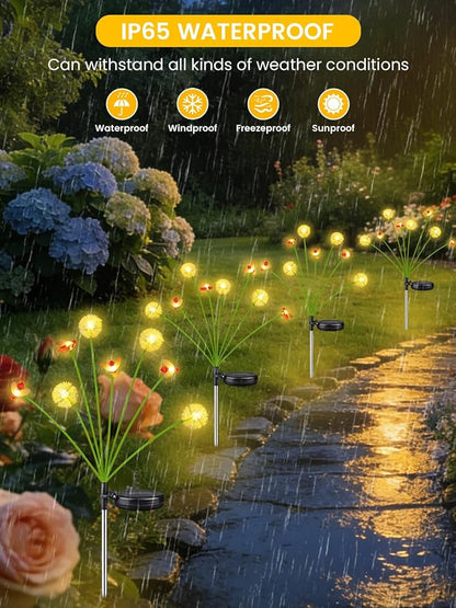 Solar Garden Lights Outdoor, 8 Pack 64 LED, Solar Swaying Dandelion Bee Lights - Image 6