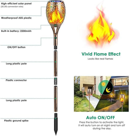 TomCare Solar Lights Outdoor 99 LED Higher & Larger Flickering Flame Solar - Image 2