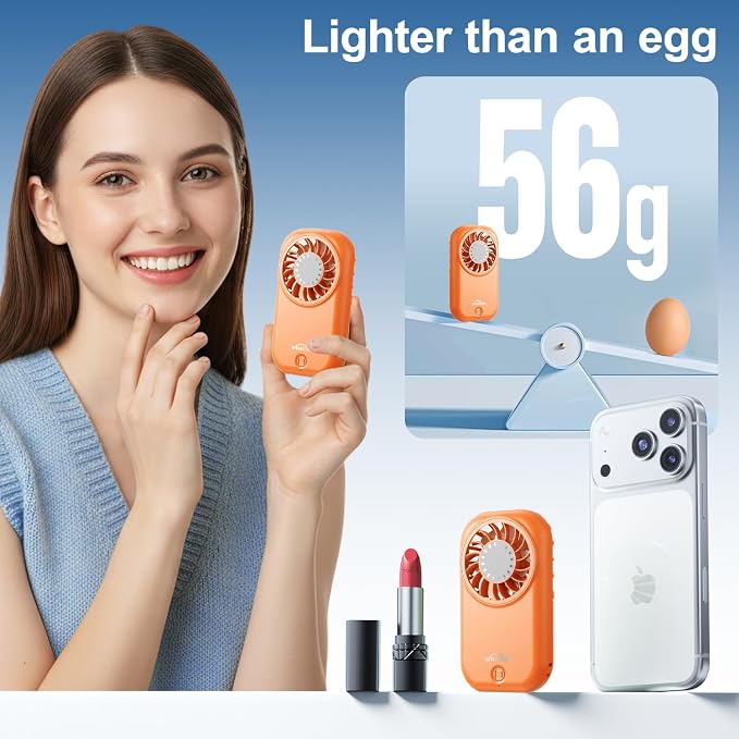 WHATOOK Handheld Mini Fan Small Personal Portable Speed USB Rechargeable - Image 2