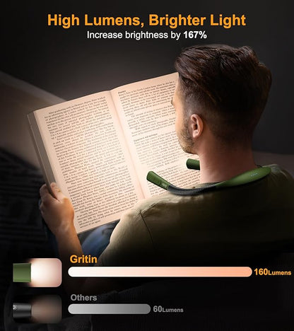 Gritin Book Light, Eye Caring 4-Color & 5-Brightness Neck Light Reading Light- - Image 4