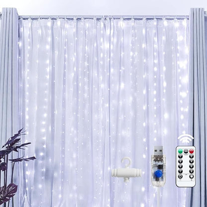 Brightown 300 LED Fairy Curtain Lights, 9.8ft x 9.8ft String Lights, USB Plug by Brightown