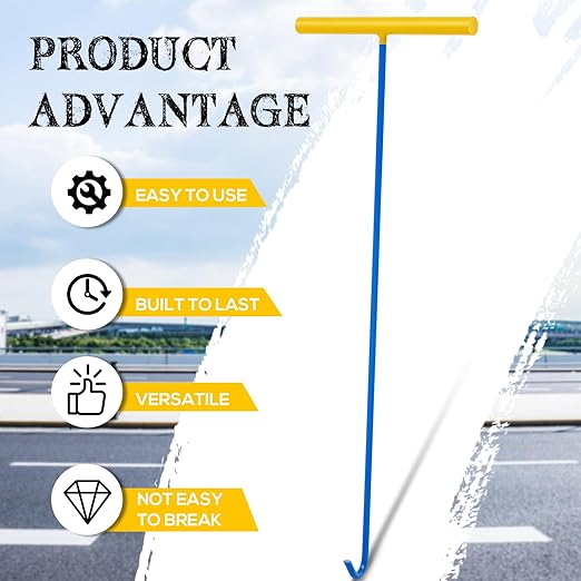 Barydat 1 Pcs Heavy Duty Manhole Cover Hook 30 Inch Handy Hook Lifting Tool - Image 3