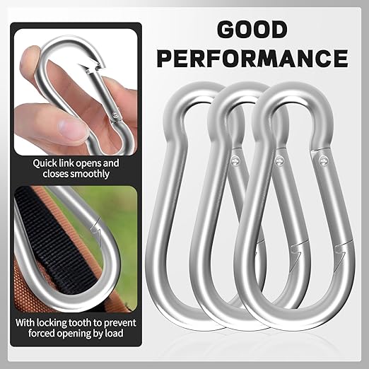 Carabiner, Heavy Duty Galvanized Steel Spring Snap Hook Carabiner Clips - Image 6