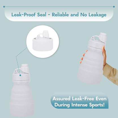 Collapsible Water Bottles 17oz, Odorless BPA-Free Silicone, Leak-Proof Foldable - Image 4