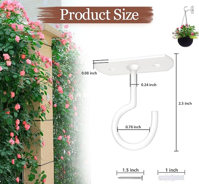 2.5in Ceiling Hooks for Hanging Plants 4Pack - Image 2