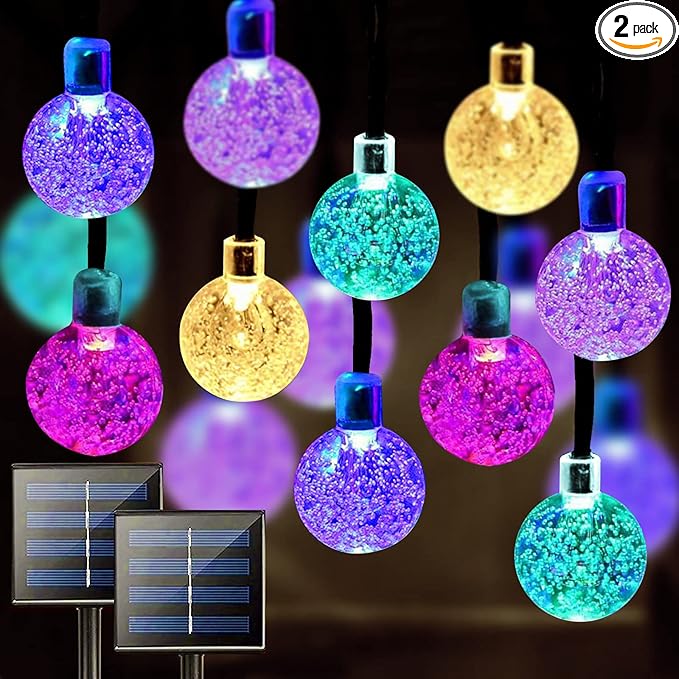 Jedavai Solar String Lights Outdoor 2 Pack 200 Led 80FT Multi-Color Crystal by LightUpYourLife