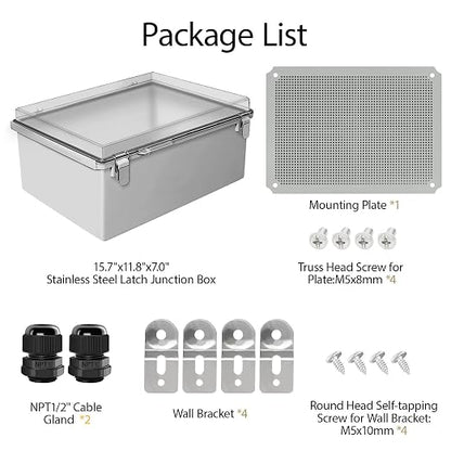 LeMotech Electrical Box, IP67 Waterproof Hinged Clear Cover Stainless Steel - Image 7