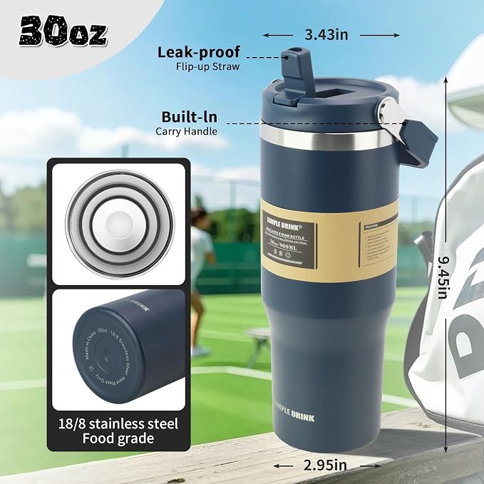 30oz Flip Straw Insulated Water Bottle - Image 2