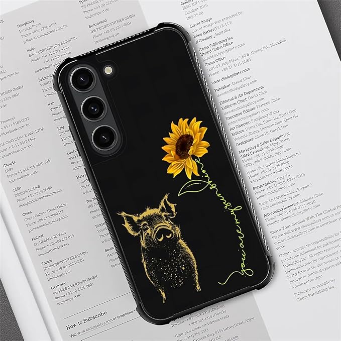 for Samsung Galaxy S23 Plus Case, Pig Sunflower Yellow Sunshine Pattern Graphic - Image 3