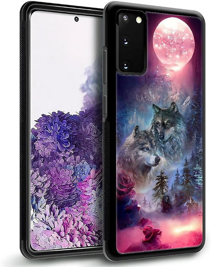 for Samsung Galaxy S20 Case, Star Two Wolfs Howling Pattern Graphic Design Girl - Image 5