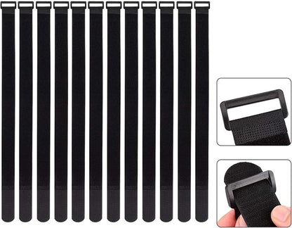 1.5 x 24 Inch Hook and Loop Cable Tie, 12 Pack Heavy Duty Adjustable Fastening by CACTURISM