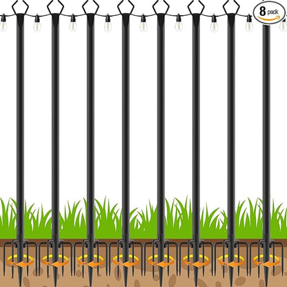 AILBTON 10Ft String Light Poles 8 Pack, Light Poles by AILBTON