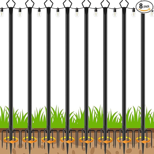 AILBTON 10Ft String Light Poles 8 Pack, Light Poles by AILBTON