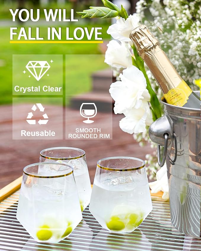 Maaacute 40 Pcak Plastic Stemless Wine cocktail Whiskey Champagne Glasses - Image 2