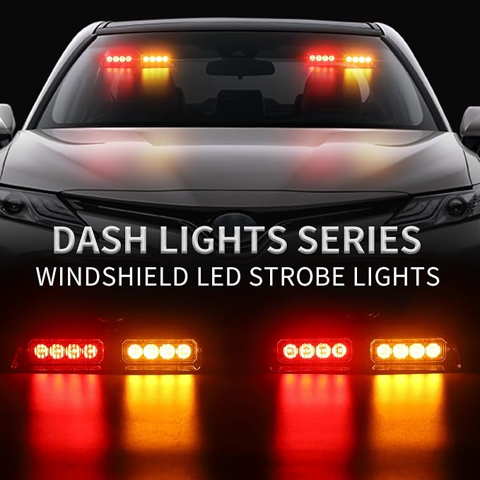 XRIDONSEN 2 in 1 Dash Emergency Strobe Lights Interior Windshield Lights Red - Image 2