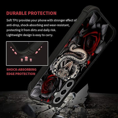 for Samsung Galaxy S24 S25 Plus Case, Entwined Rose Snake Pattern Graphic - Image 7