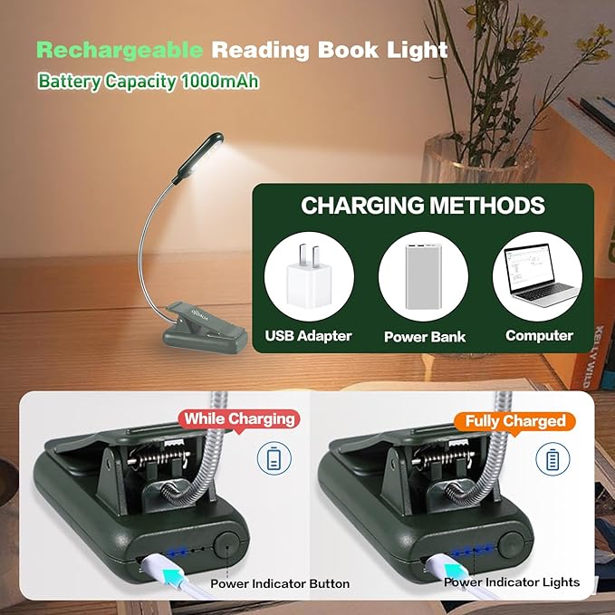 VAVOFO Rechargeable Book Light for Reading in Bed Kids, 7 LED Reading Light - Image 4