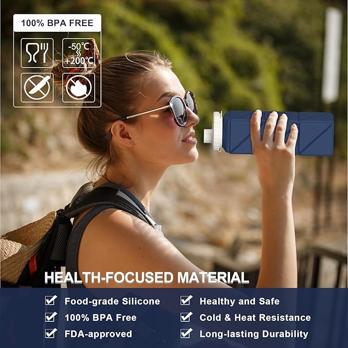 BEAUTAIL Collapsible Water Bottles 20.6oz, Silicone Foldable Portable Travel - Image 2