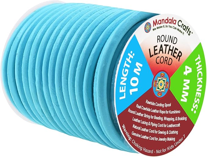 Mandala Crafts Round Genuine Turquoise Leather Cord by MandalaCrafts