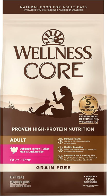 Wellness CORE Adult Dry Cat Food, Grain Free Kibble, Turkey and Duck Recipe by WellnessNaturalPetFood